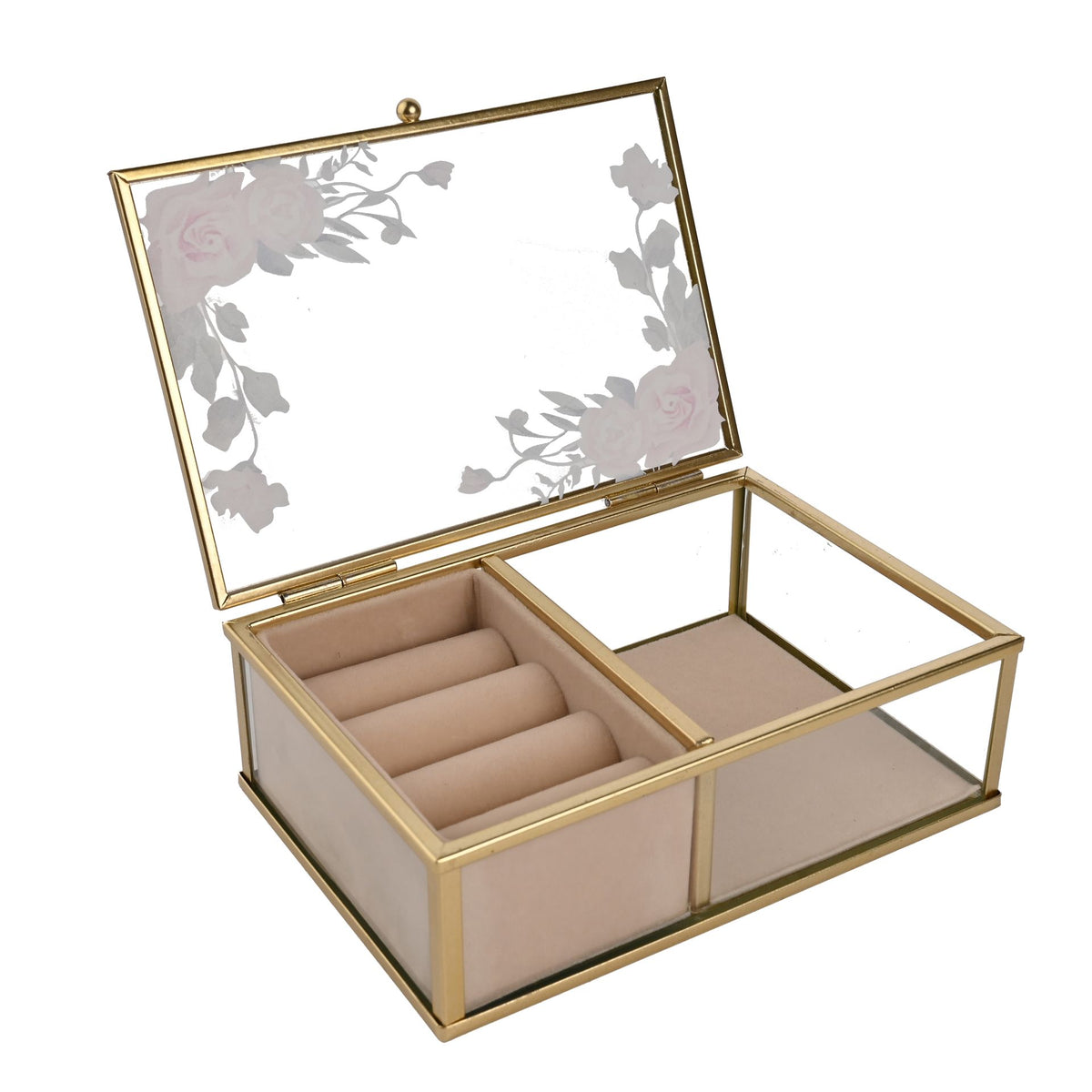 Sophia Classic Floral Glass Jewellery Box - Small