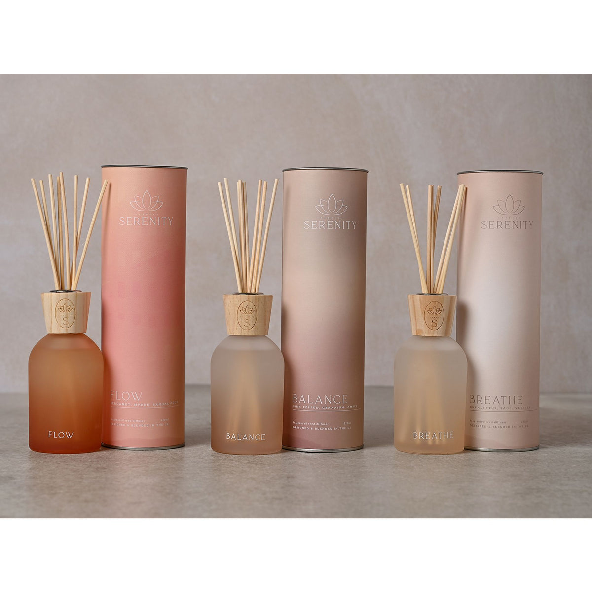 Serenity Balance Diffuser 220ml Pink Pepper, Geranium & Amber