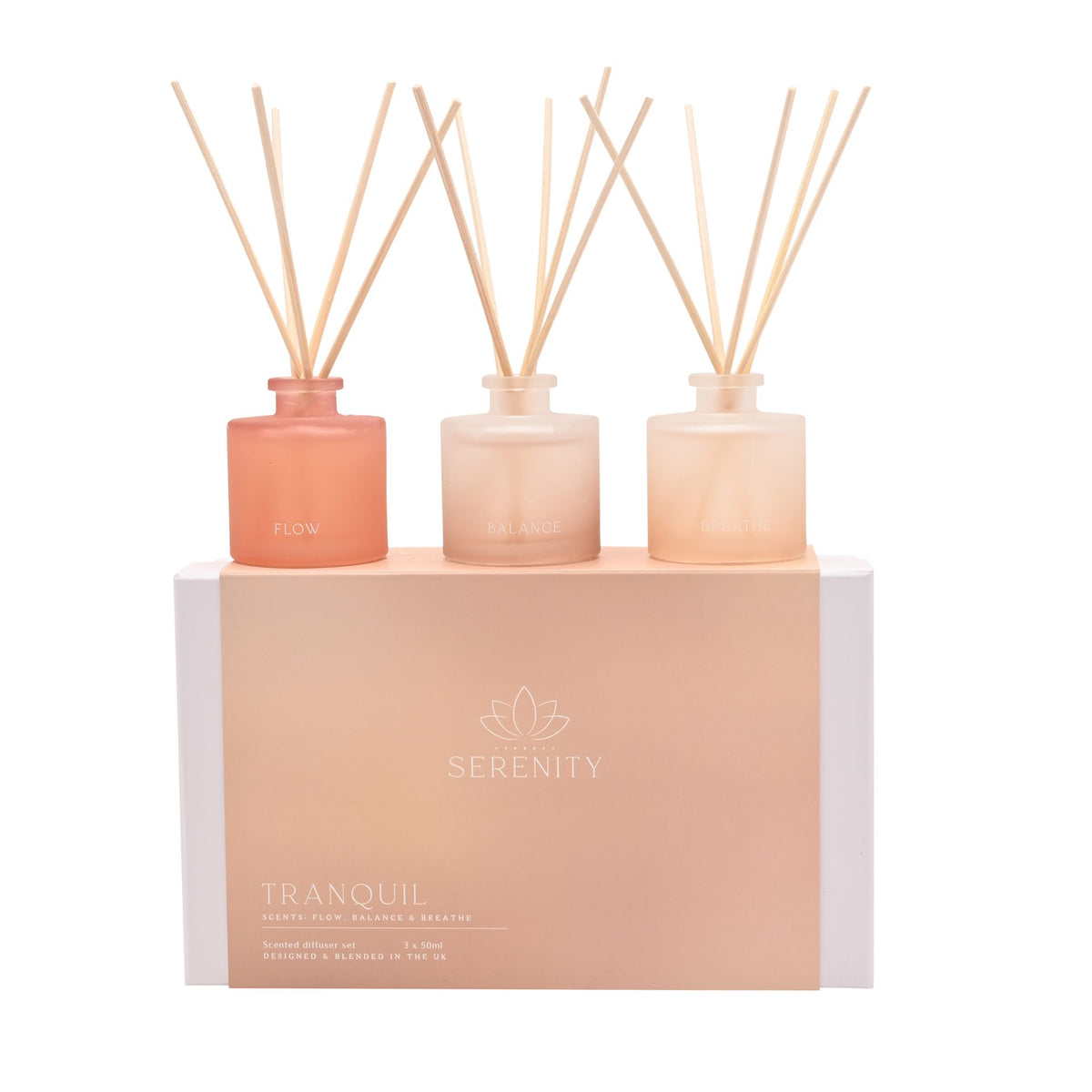 Serenity Tranquil Set of 3 Diffusers - Flow, Balance & Breathe