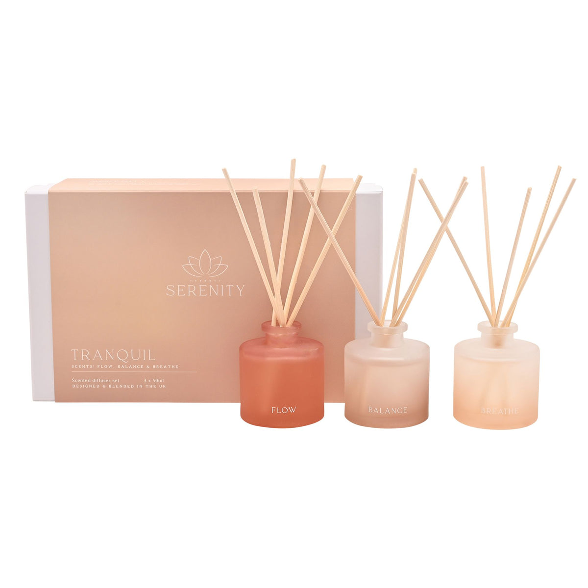 Serenity Tranquil Set of 3 Diffusers - Flow, Balance & Breathe