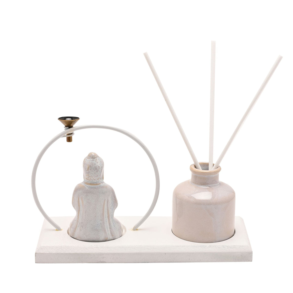 Serenity Buddha Incense & Diffuser Holder Gift Set - White