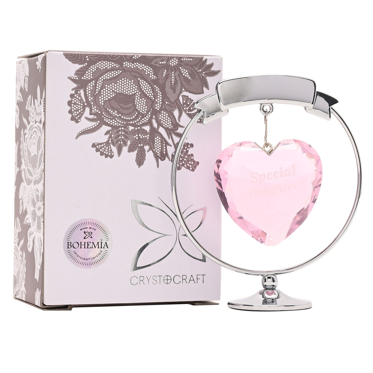 Crystocraft Chrome Plated Circle & Heart - Special Daughter