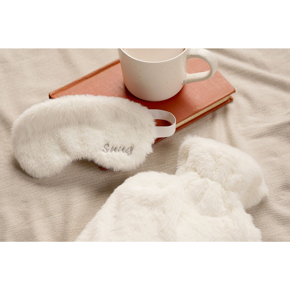 Sophia Layers Snug Hot Water Bottle & Eye Mask Set - White