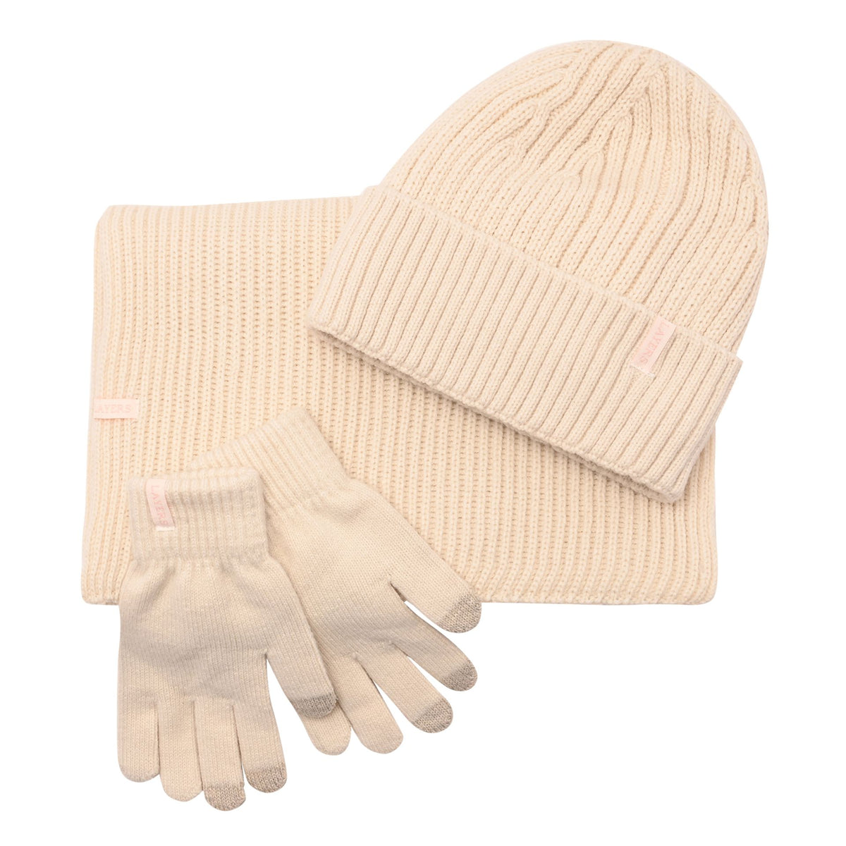 Sophia Layers Cosy Knit Hat Glove & Scarf Gift Set - Ivory