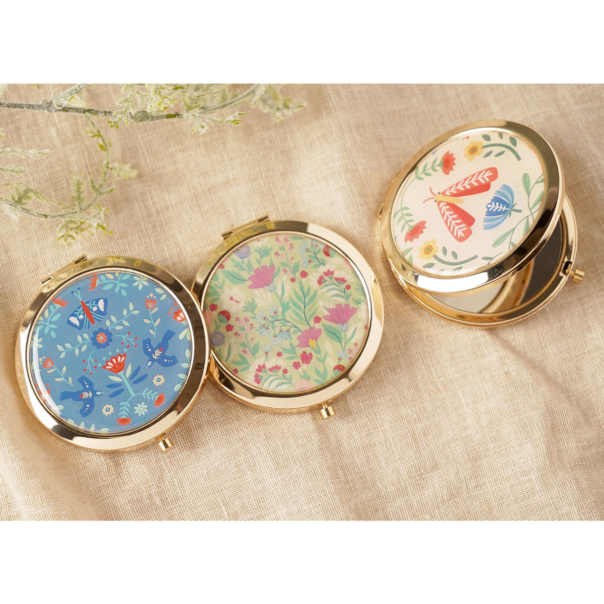 Sophia Lane Floral Compact Mirror - Blue