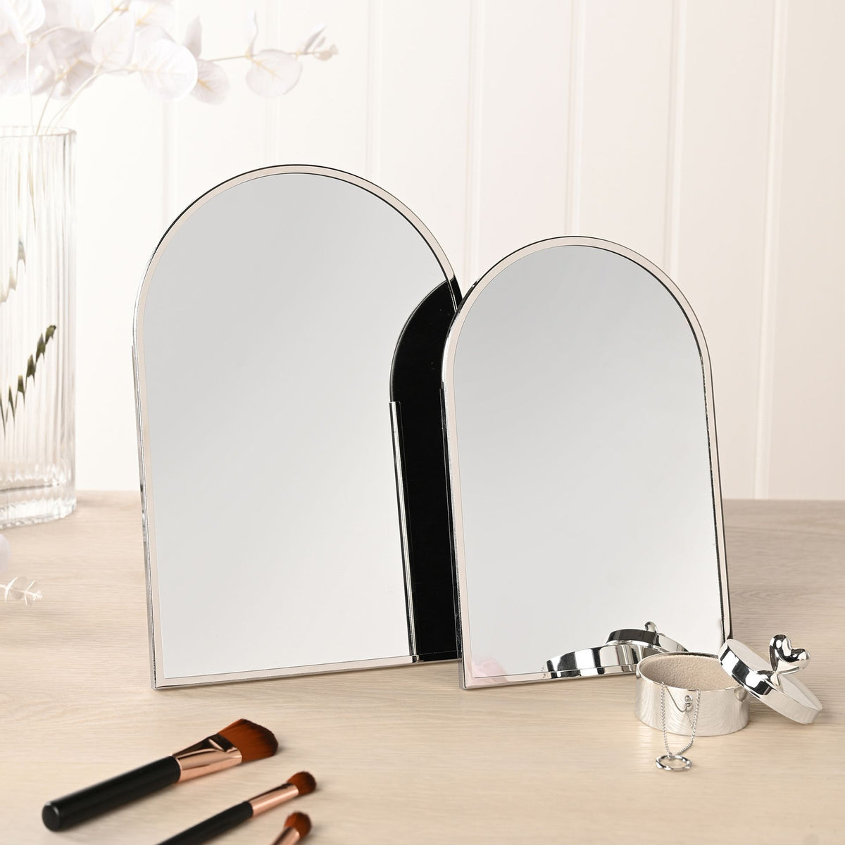 Sophia Nickle Plated Steel Mirror - Small