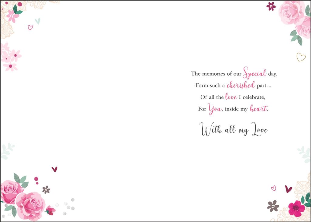 Wife Anniversary Card - Pleasures Of Flowers And Chocolates