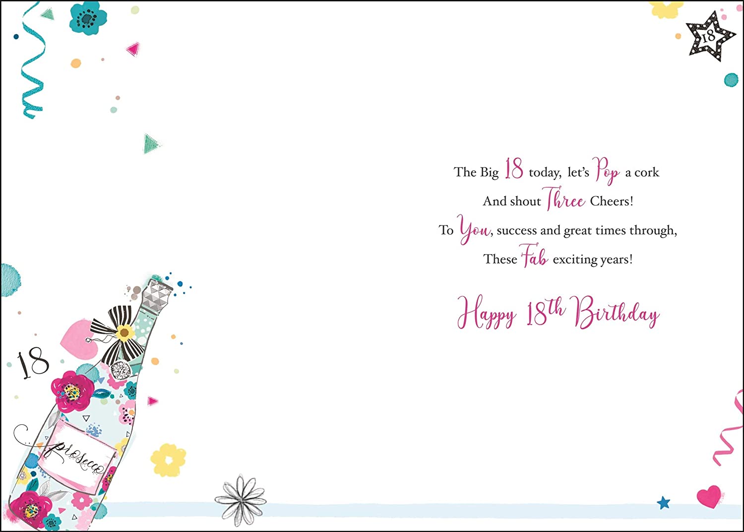 18th Birthday Card - Colourful Celebrations Balloons Presents And Prosecco