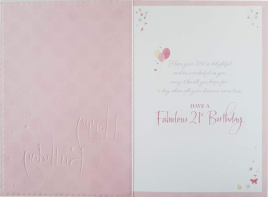 21st Birthday Card - Blossom Pretty Pink 21 And Pretty Butterflies