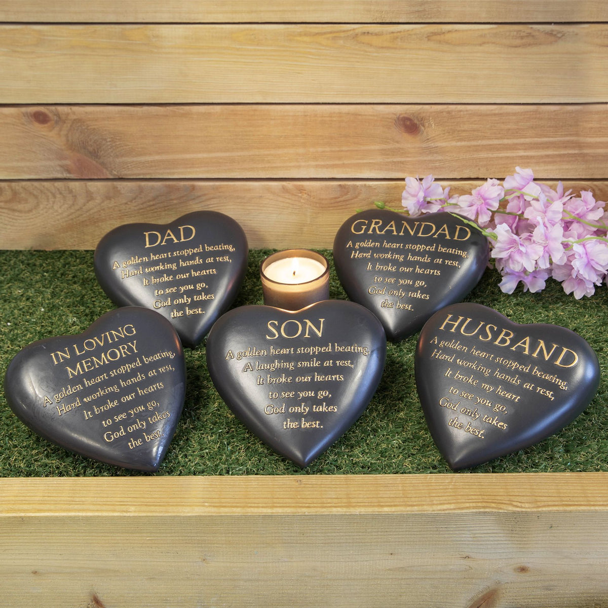 Thoughts Of You Graveside Dark Grey Heart Plaque - Son