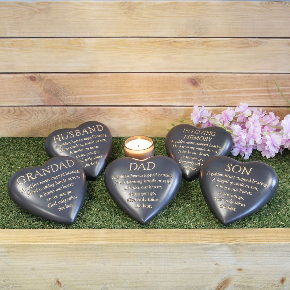 Thoughts Of You Graveside Dark Grey Heart Plaque - Son