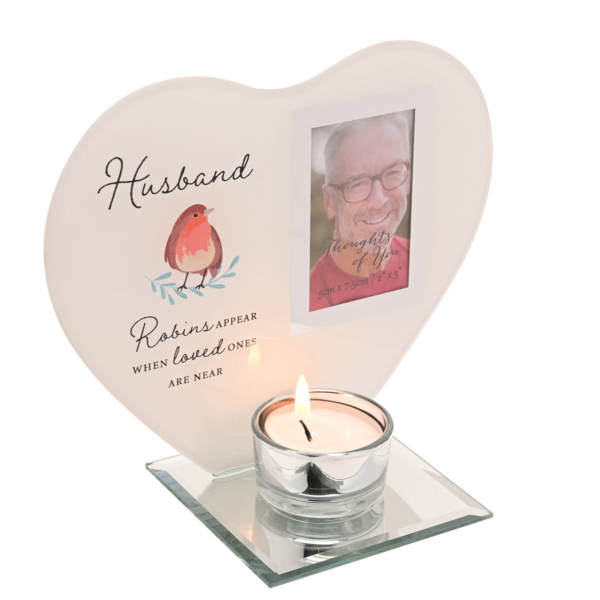 Thoughts of You Tea Light Holder with Photo - Husband