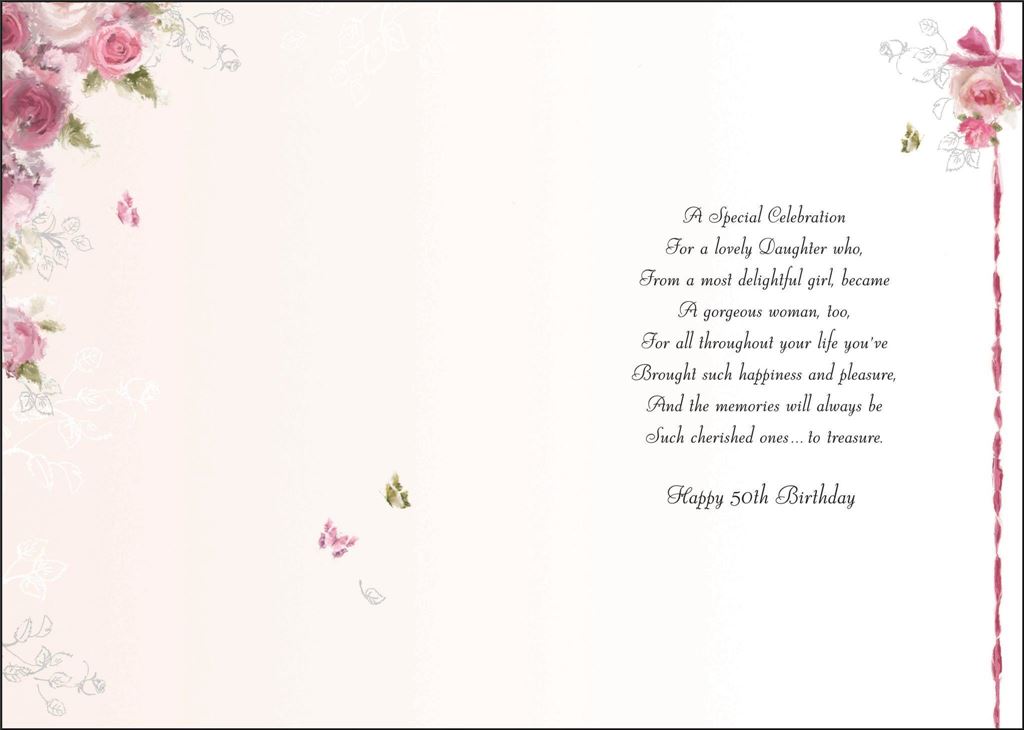 50th Wonderful Daughter Birthday Card