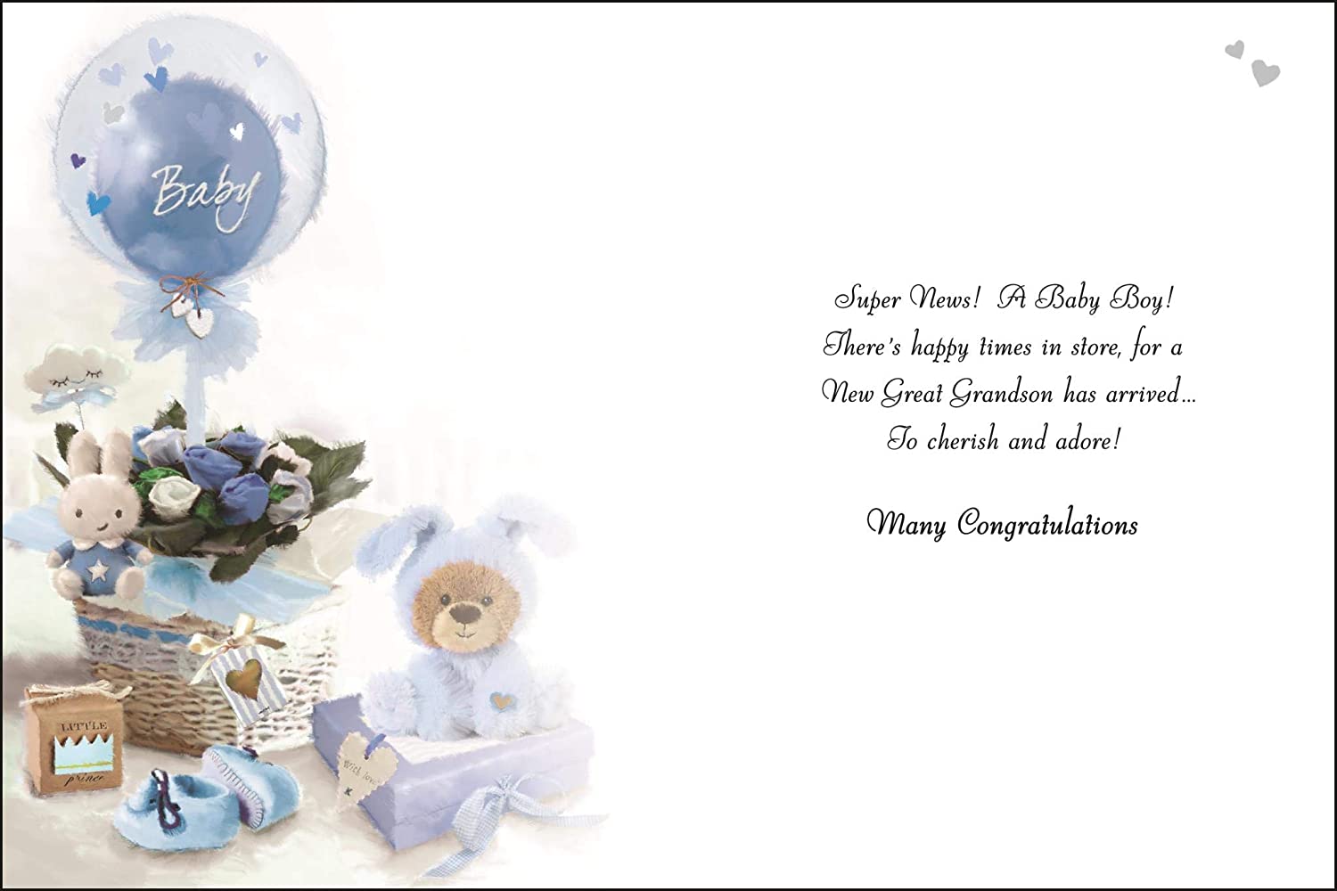Birth of Your Great-Grandson Card - Cute Baby Teddy And Crib
