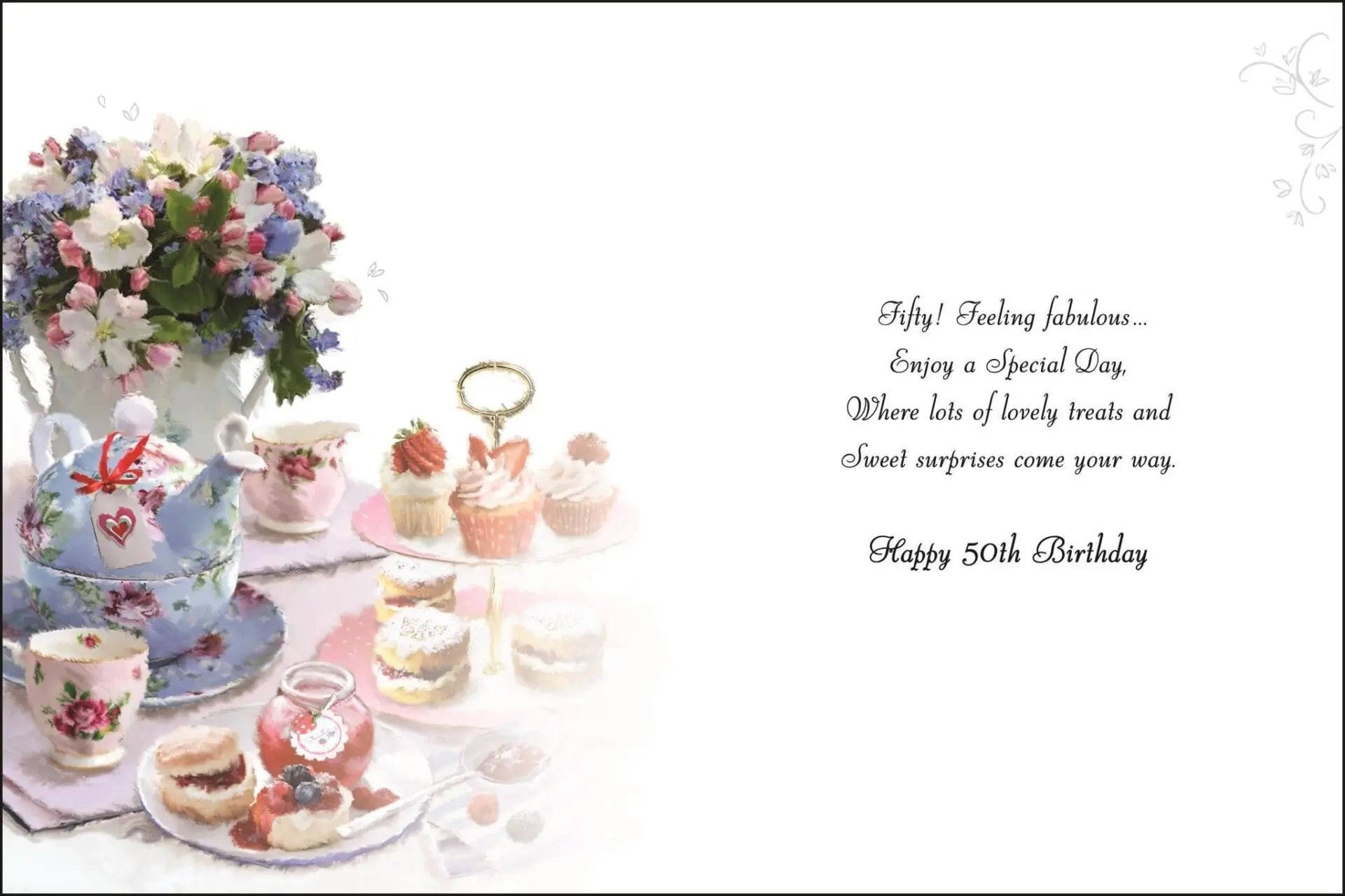 50th Birthday Card - Posh Tea Time Spoilt For Choice