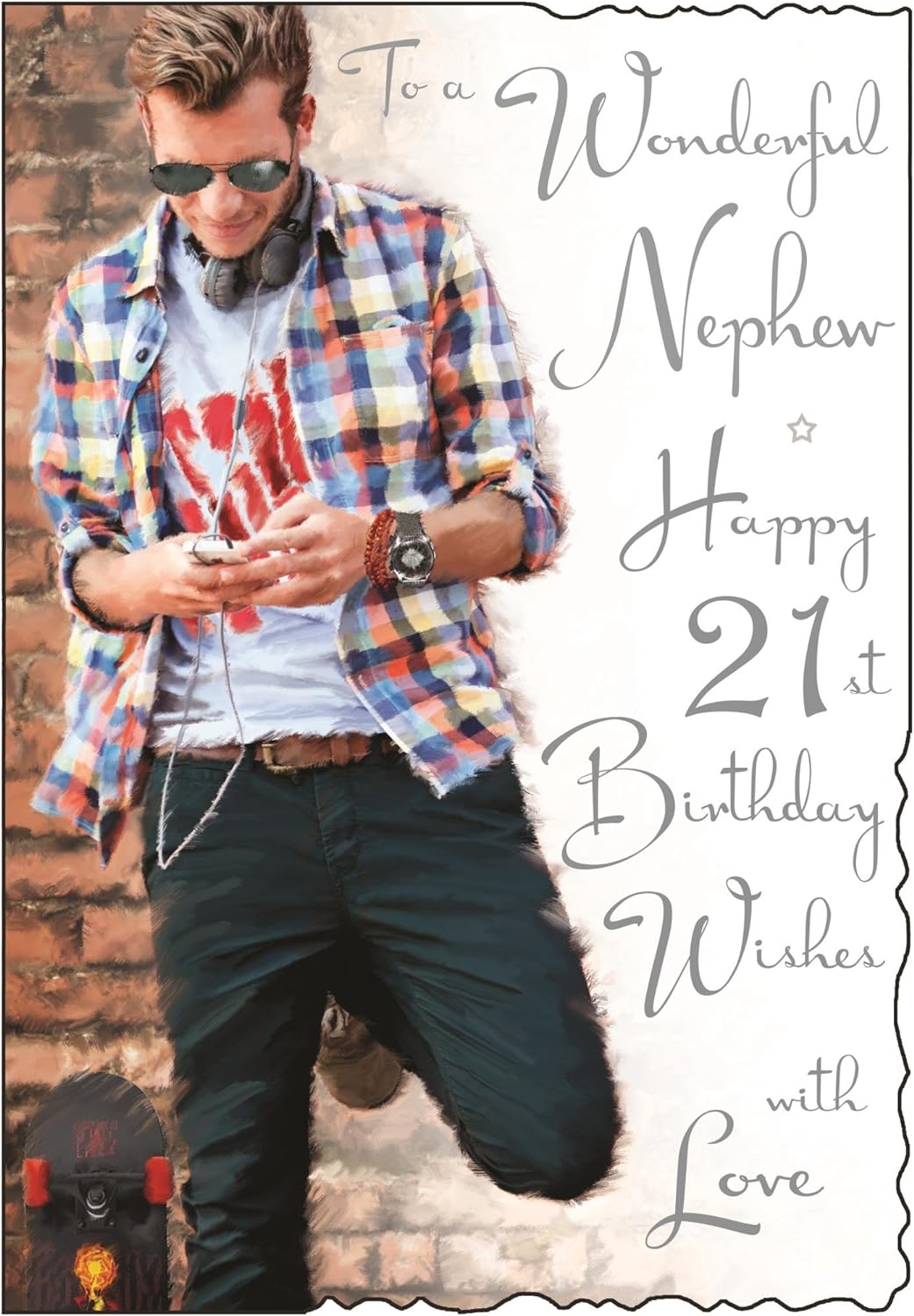 Nephew 21st Birthday Card - Youthful And Trendy
