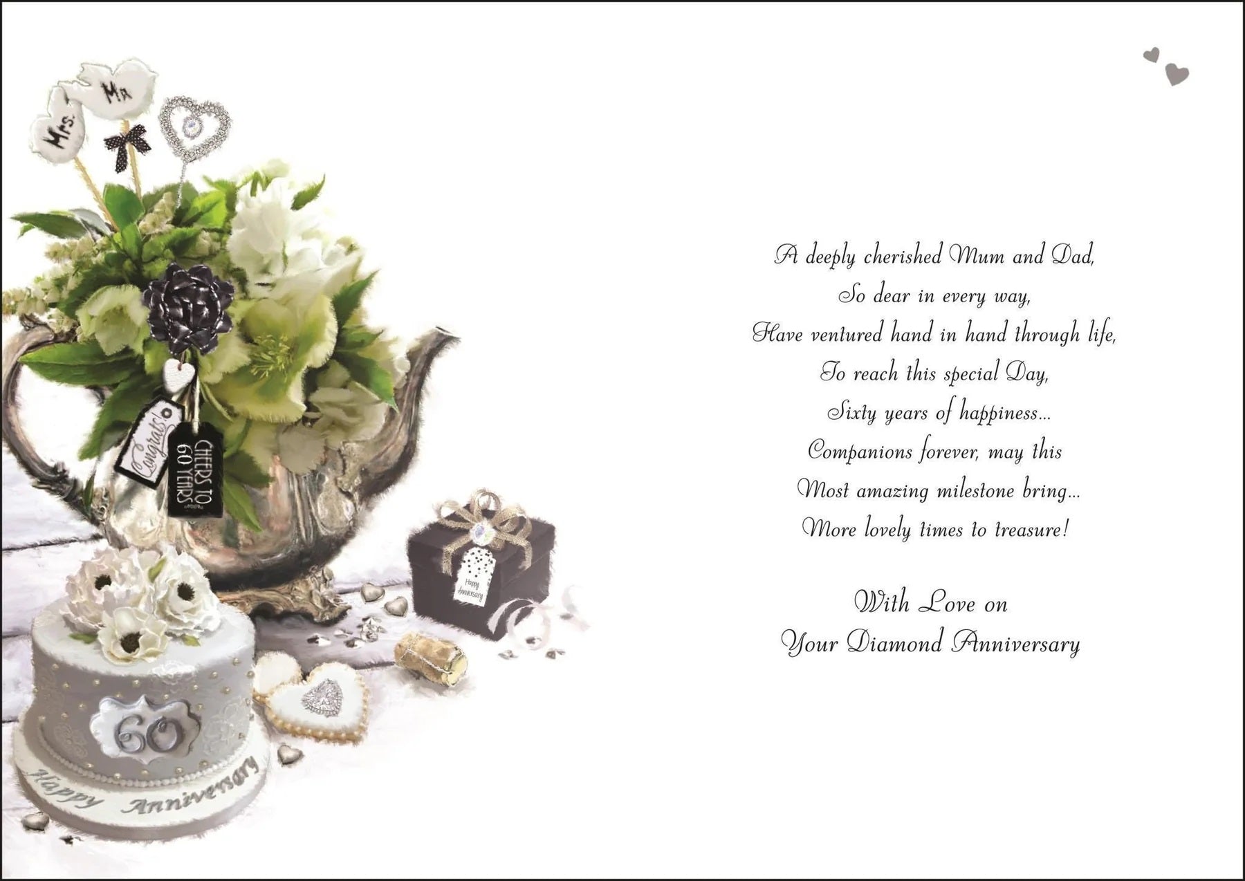 Mum and Dad Diamond Anniversary Card - Teapot