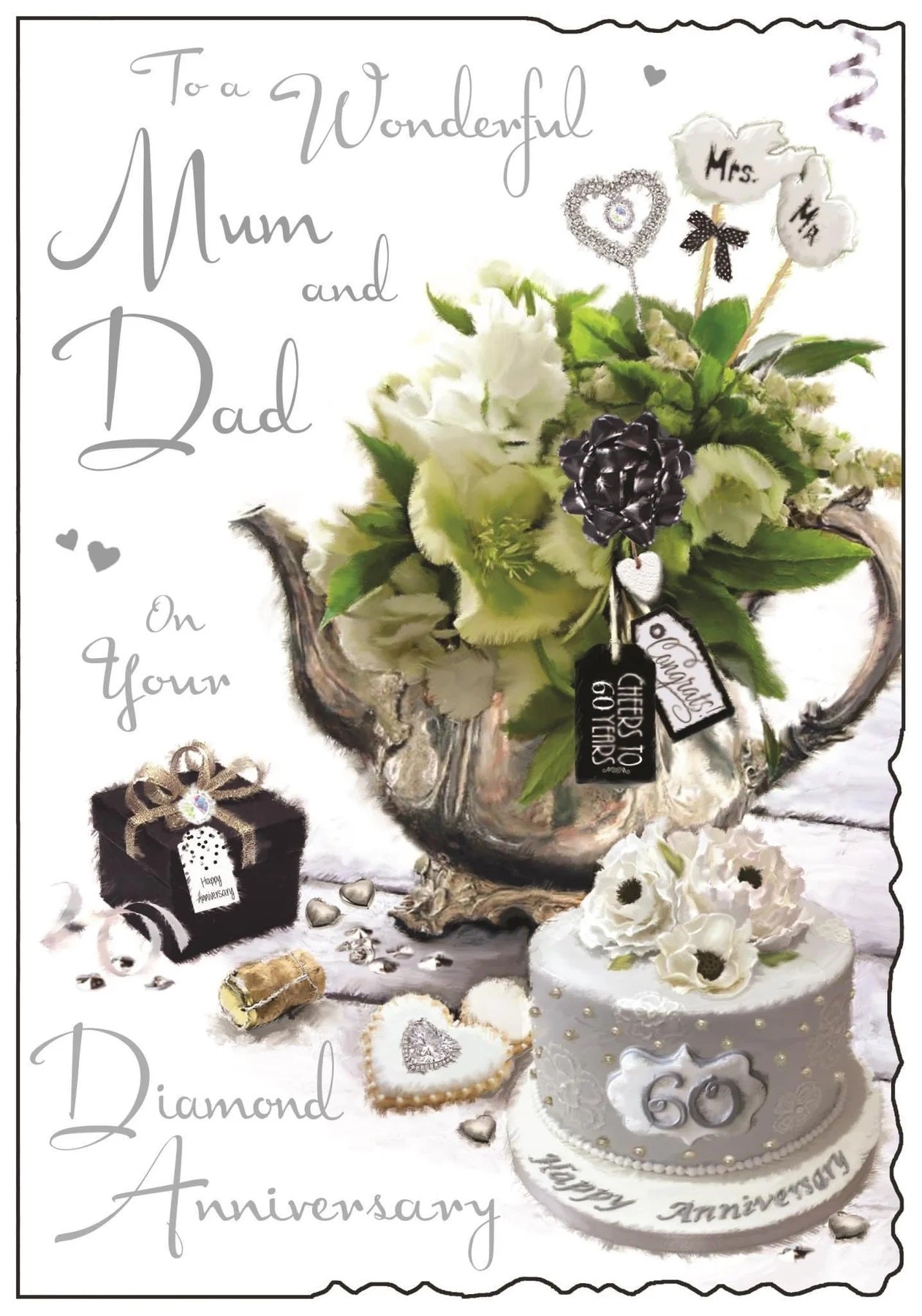 Mum and Dad Diamond Anniversary Card - Teapot