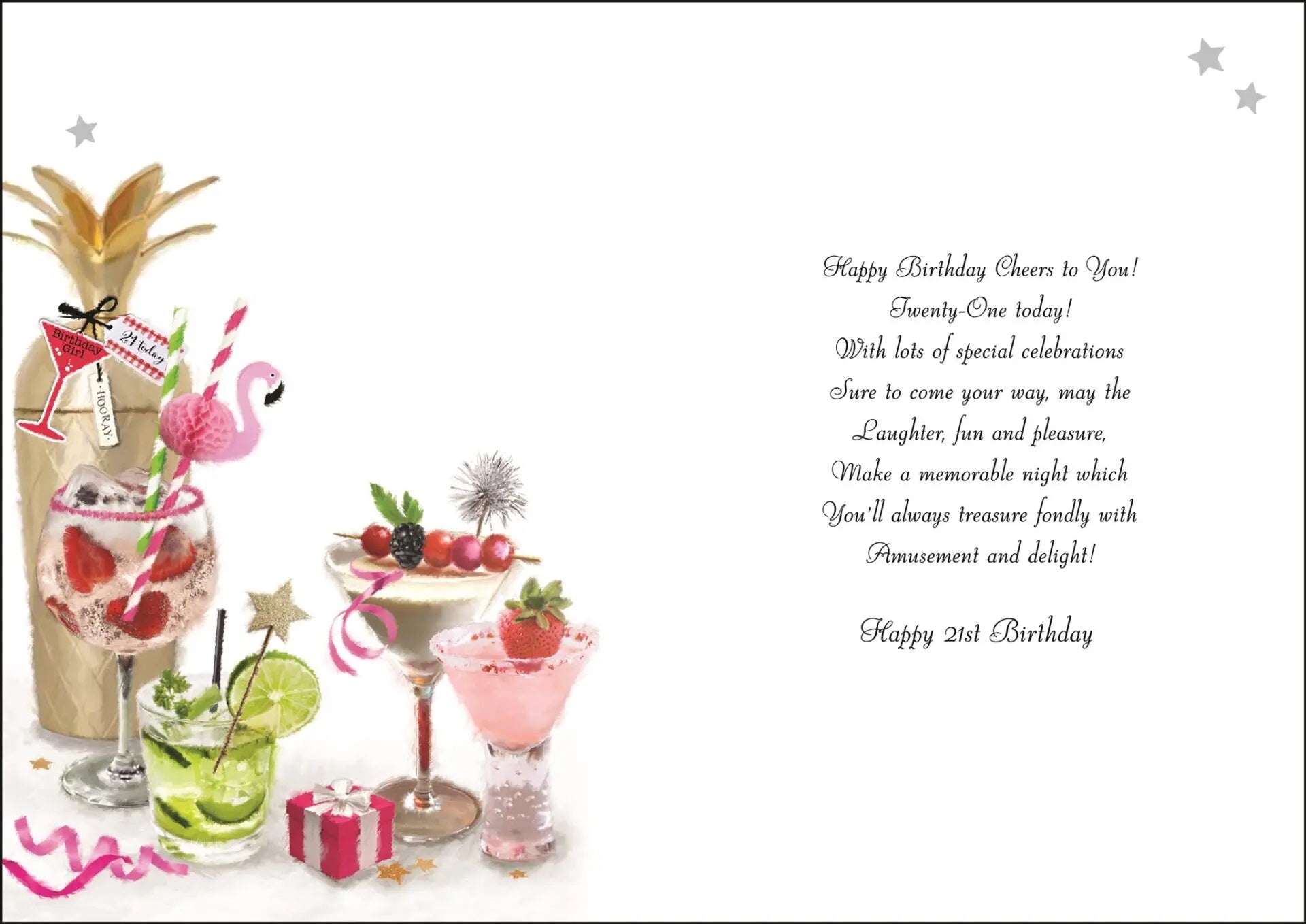 21st Birthday Card - Spoilt For Choice Pretty Cocktails