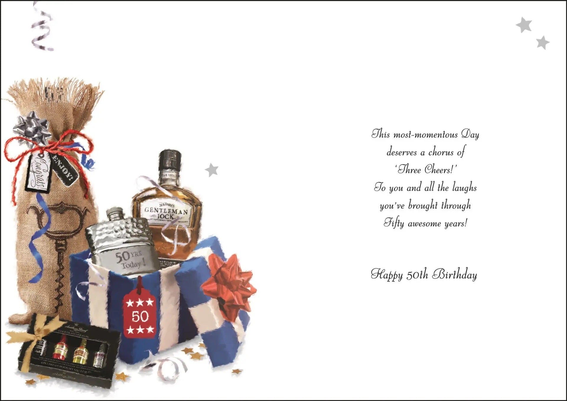 50th Birthday Card - Celebrating With Fine Spirits