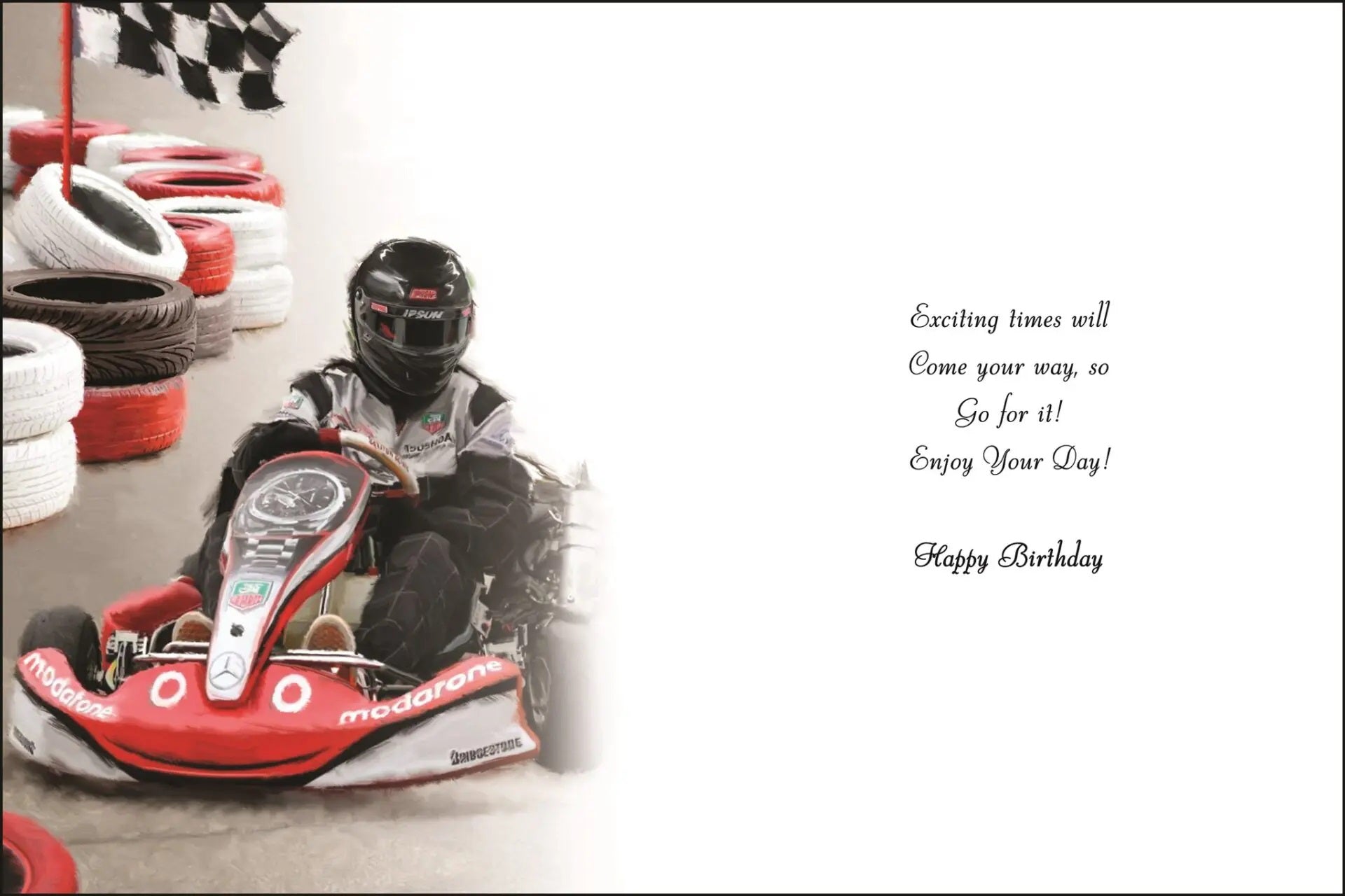 Birthday Card - Go Karting In Action