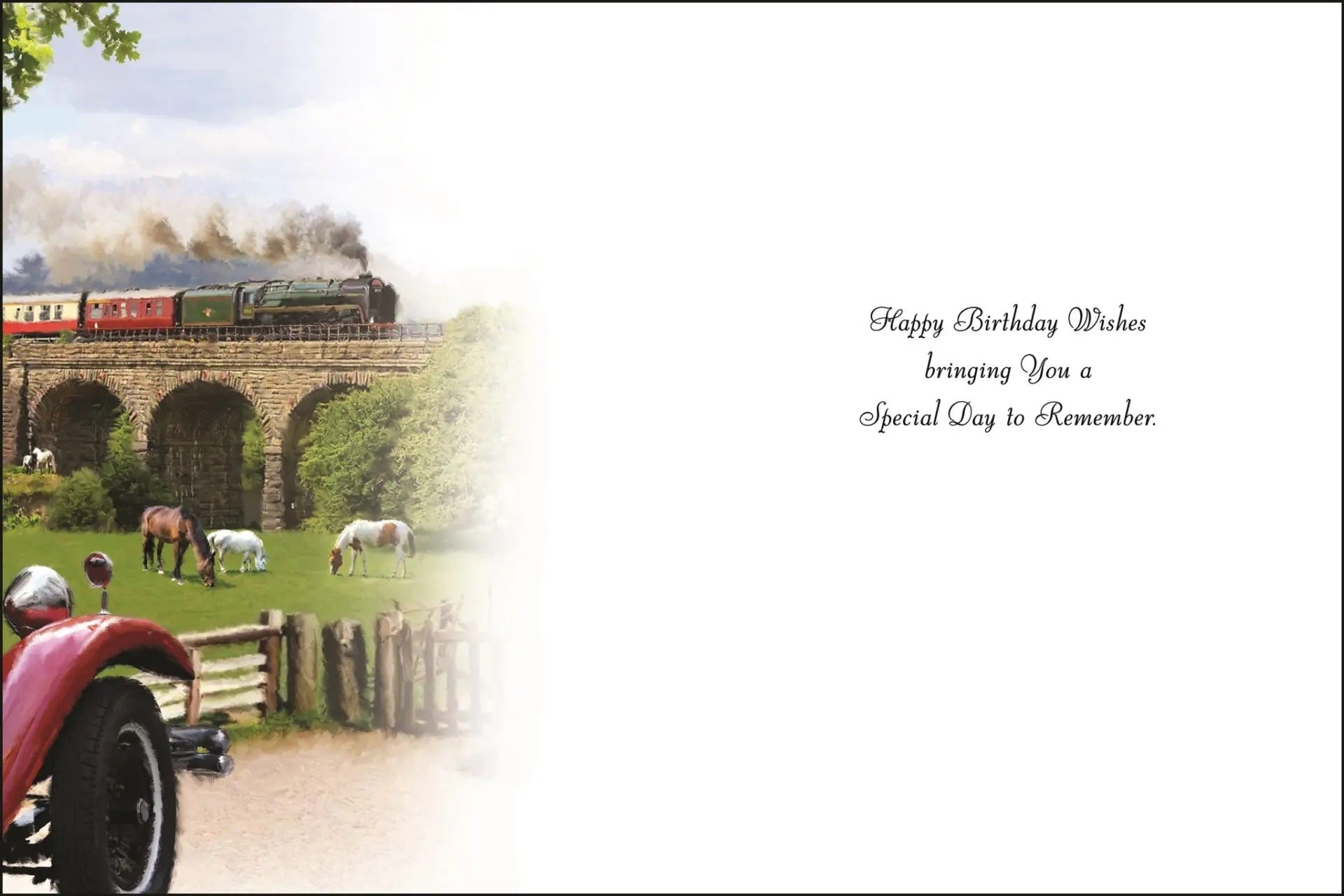 Birthday Card - Steam Train On A Viaduct