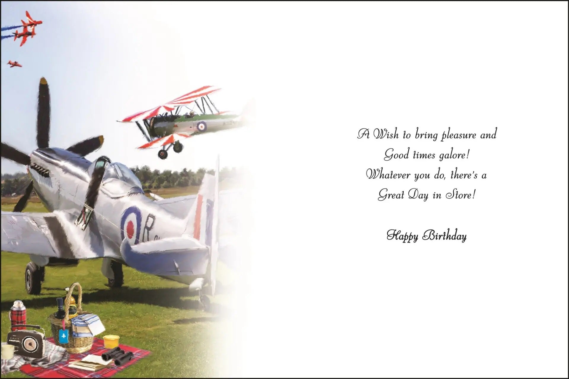Birthday Card - Picnic Time And Spitfire