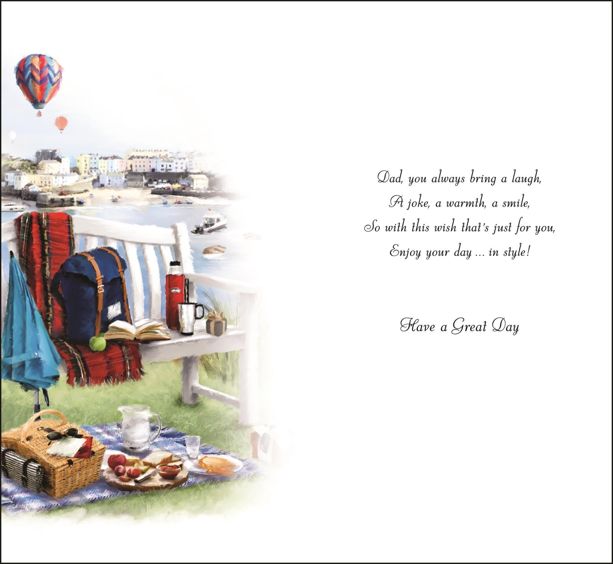 Dad Birthday Card - A Picnic by the Ocean Basin