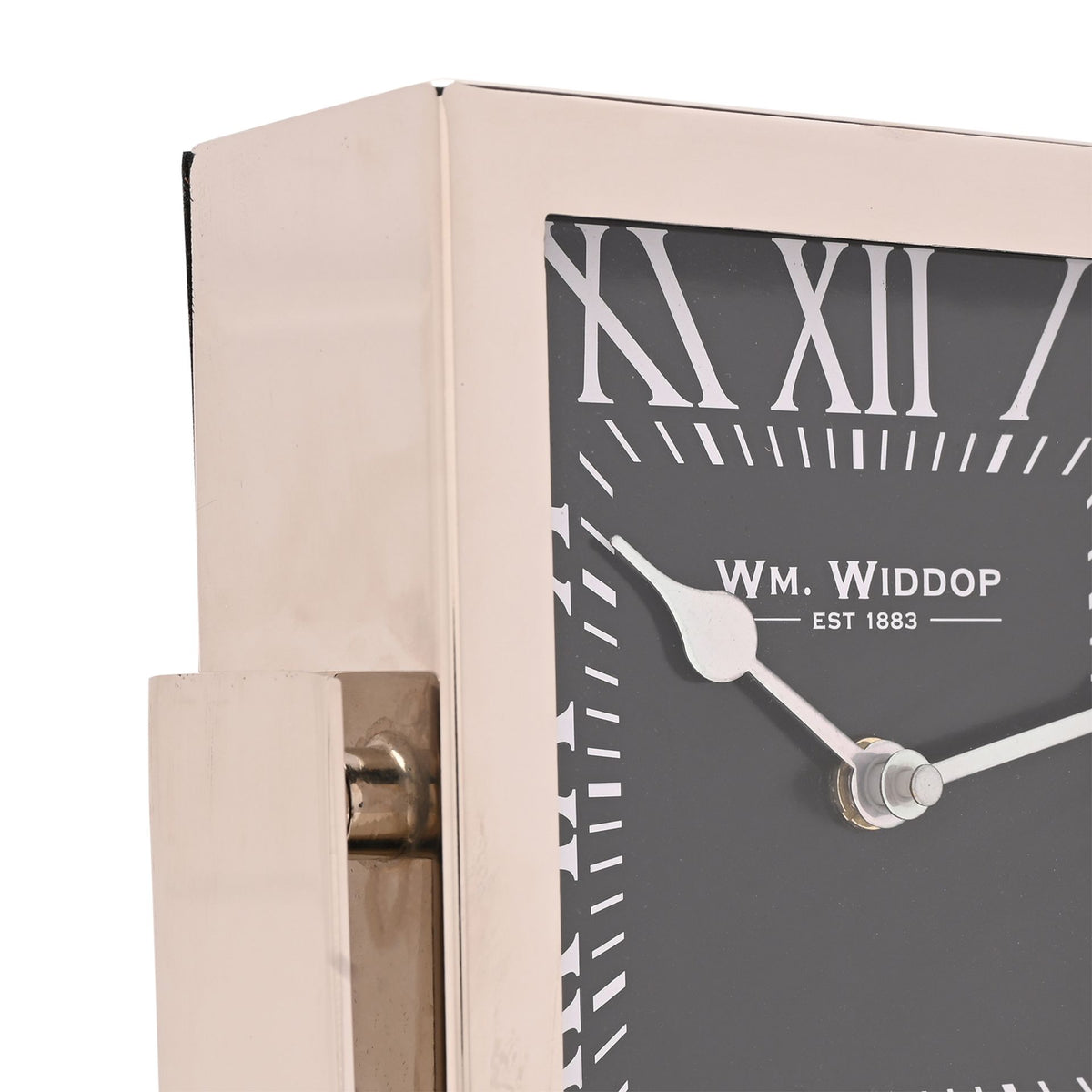 Wm.Widdop Silver Square Mantle Clock - 18cm