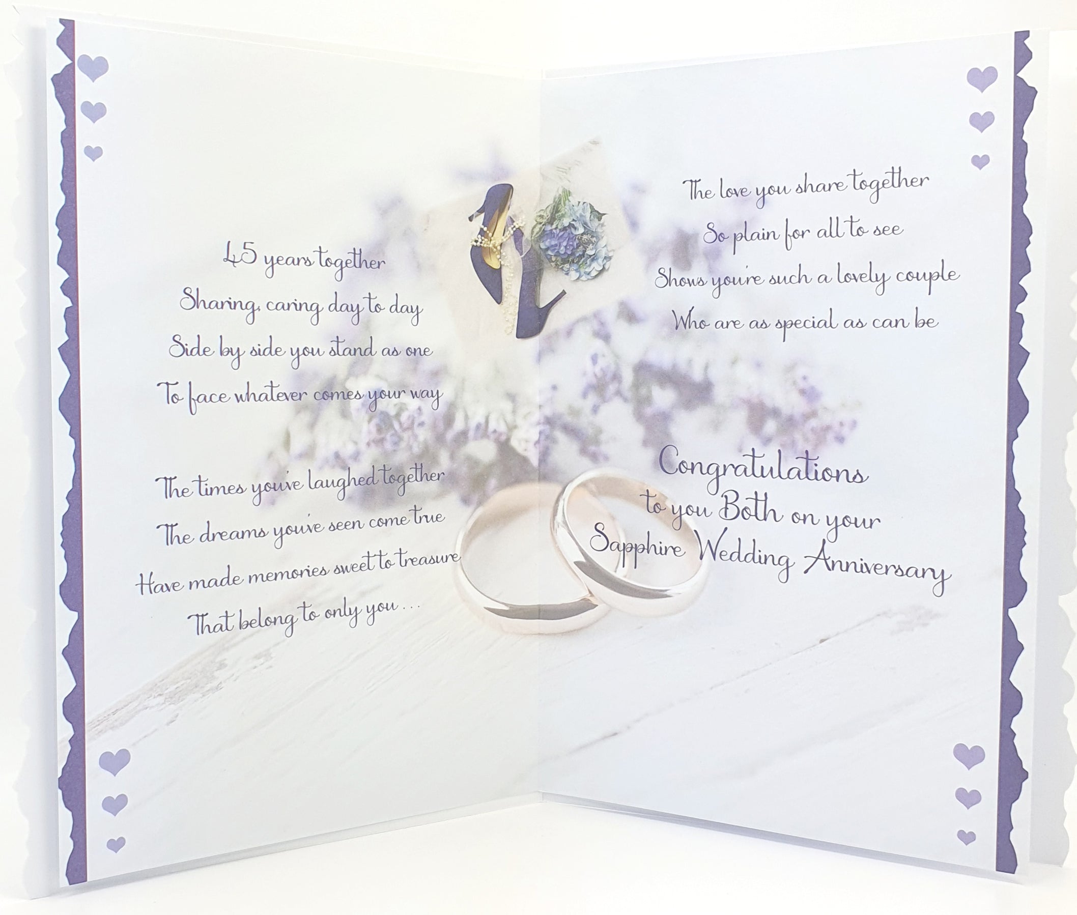45th Wedding Anniversary Card - Rings, Shose
