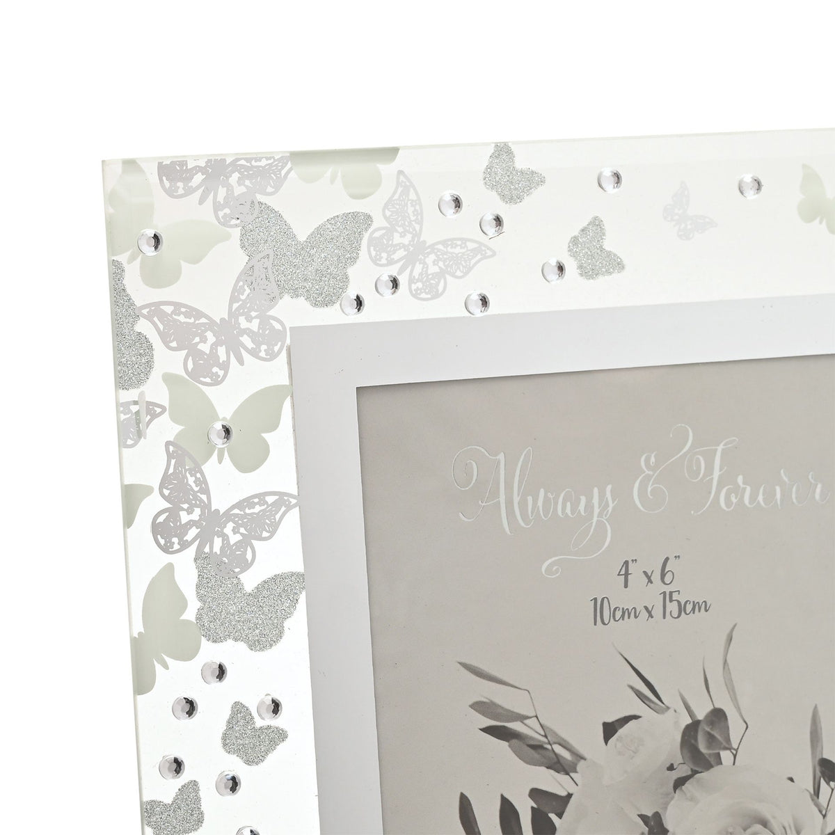 Always & Forever Glass Frame Butterflies 4" x 6"