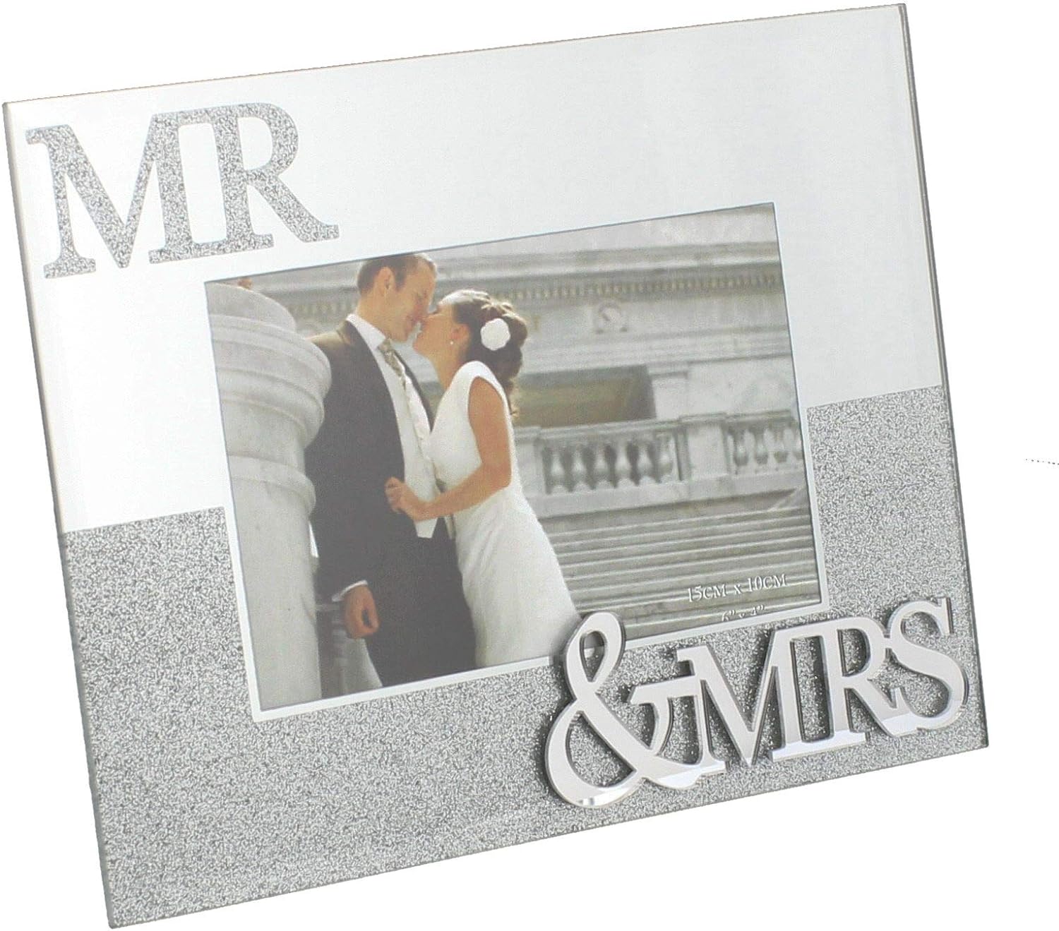 Mr & Mrs Mirror Photo Frame with Glitter 6" x 4"