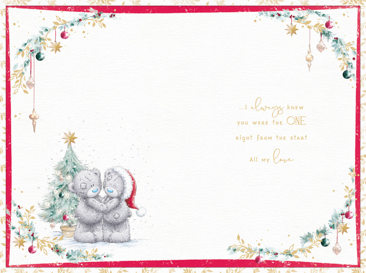 Fiancée Christmas Card - Bears At Christmas Tree