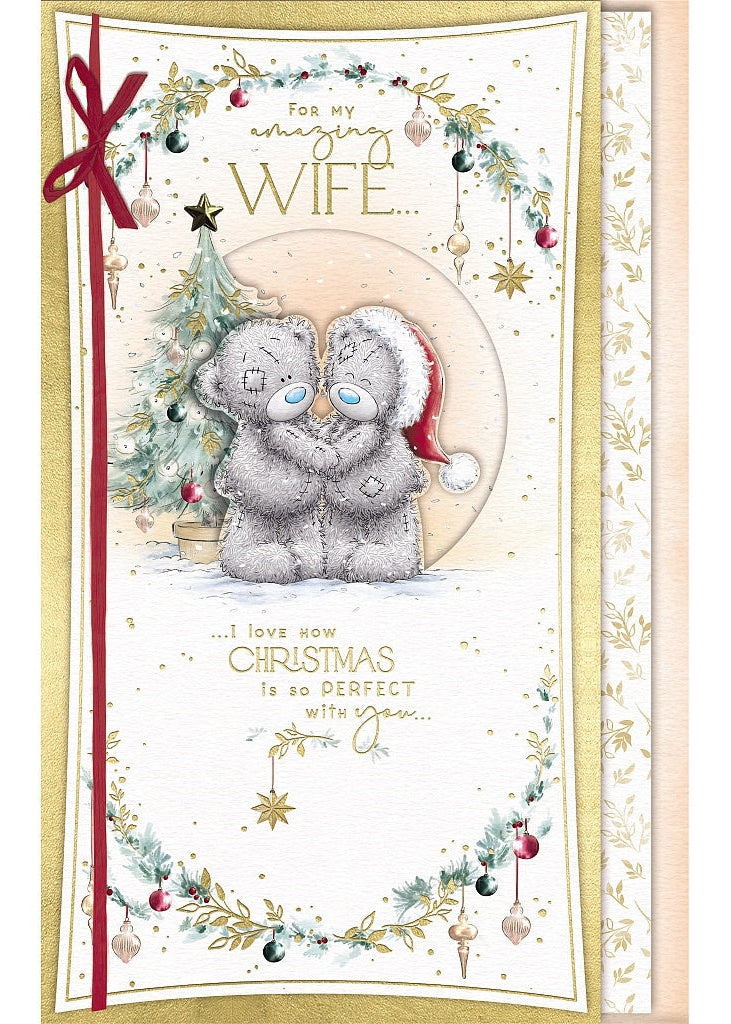 Wife Christmas Card - Bears In front Of Xmas Tree