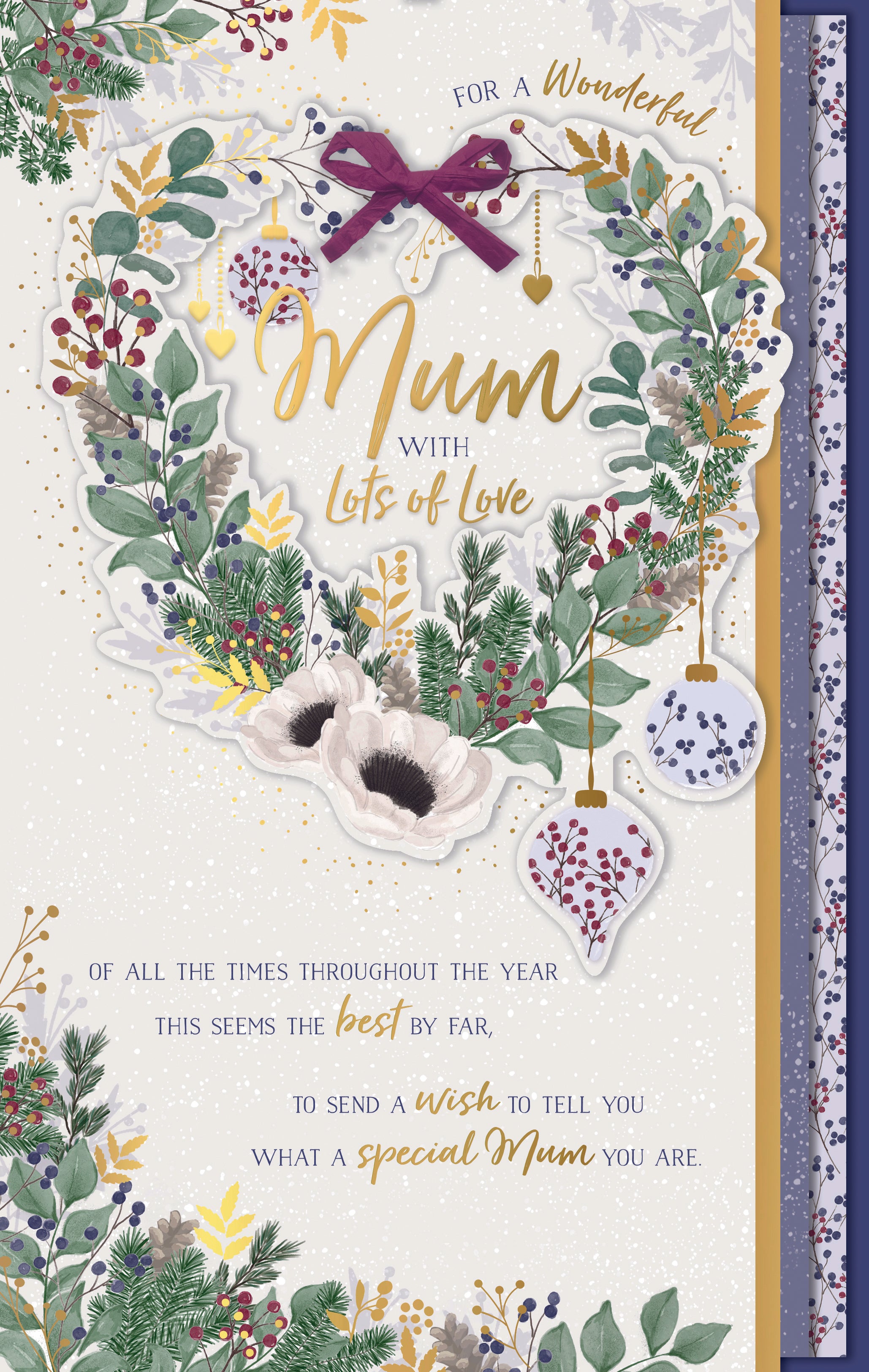 Mum Christmas Card - Heart Wreath