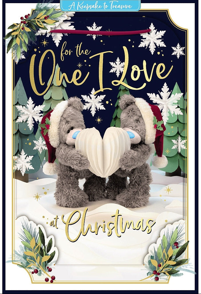 3D One I Love Christmas Card - Bears With Paper Heart