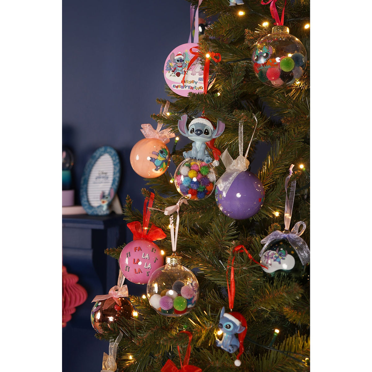 Disney Stitch Set of 7 Baubles with Pom Poms