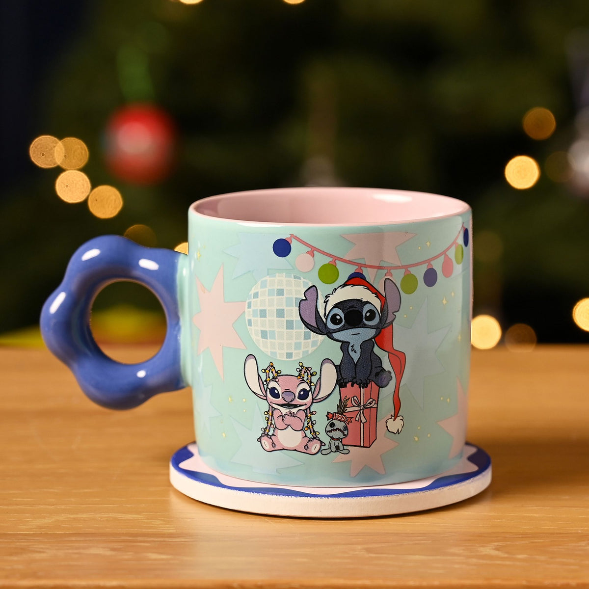 Disney Mug & Coaster Set - Stitch & Angel