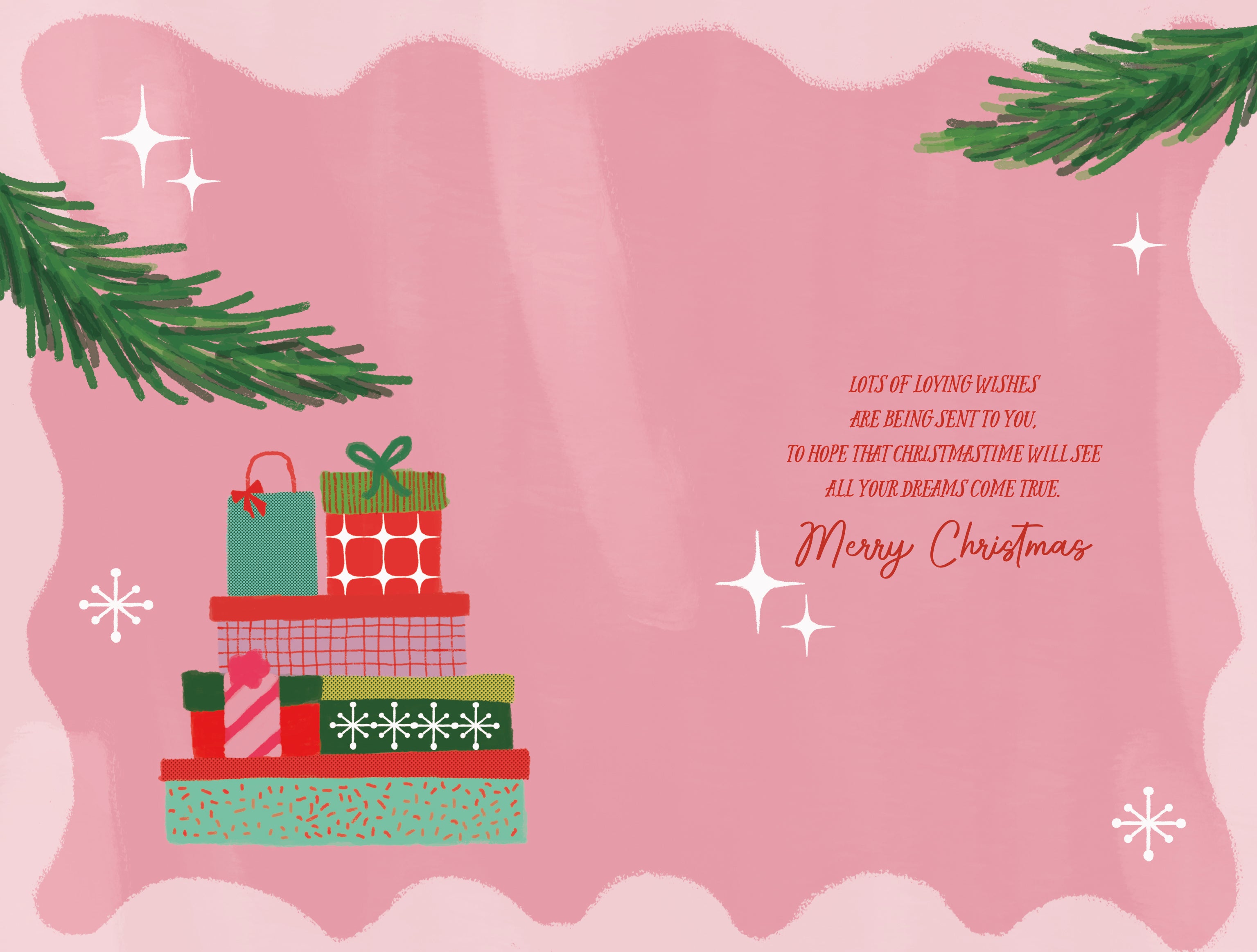 Sister Christmas Card - Woman Carrying Gifts