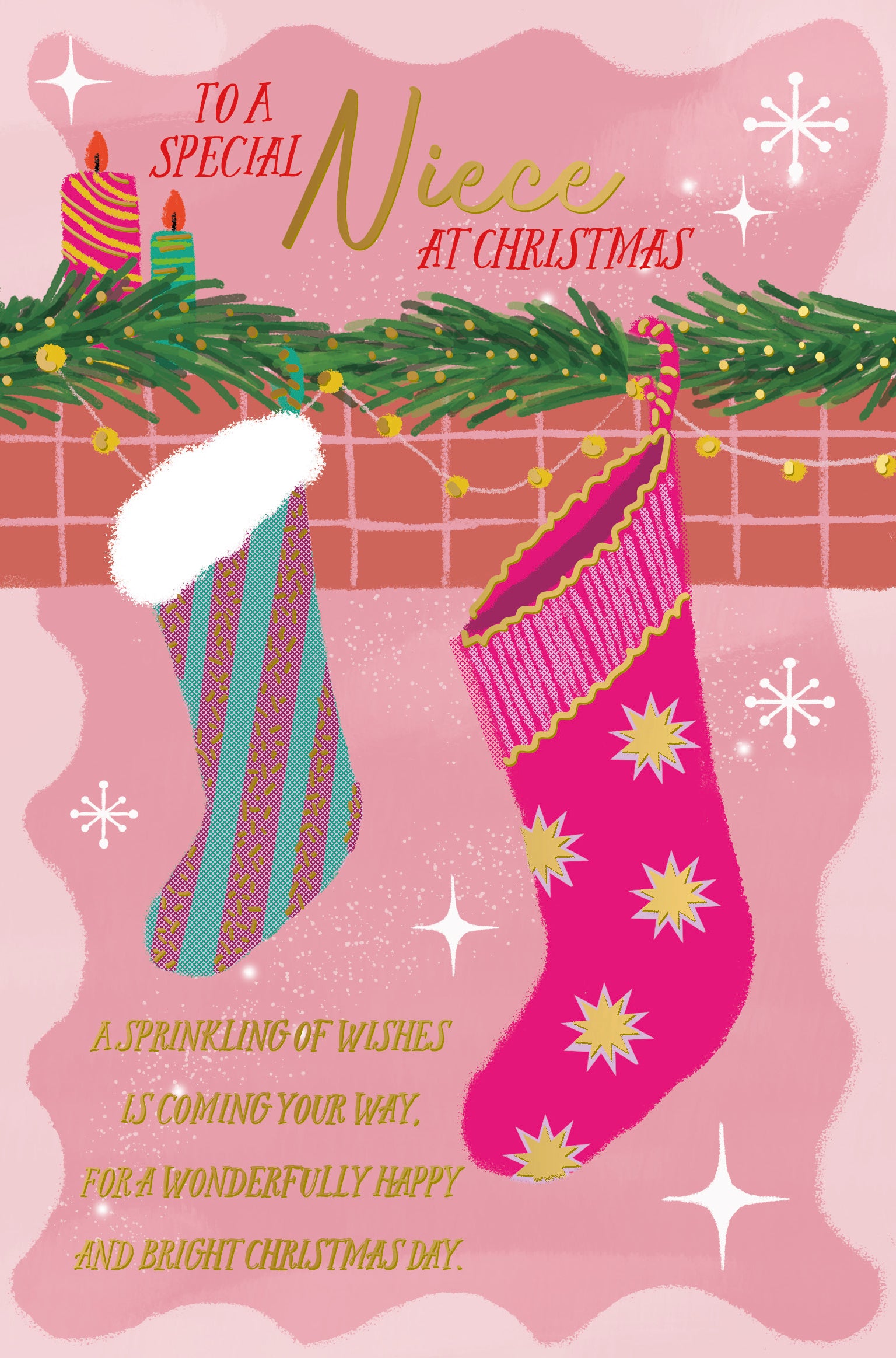 Niece Christmas Card - Stockings