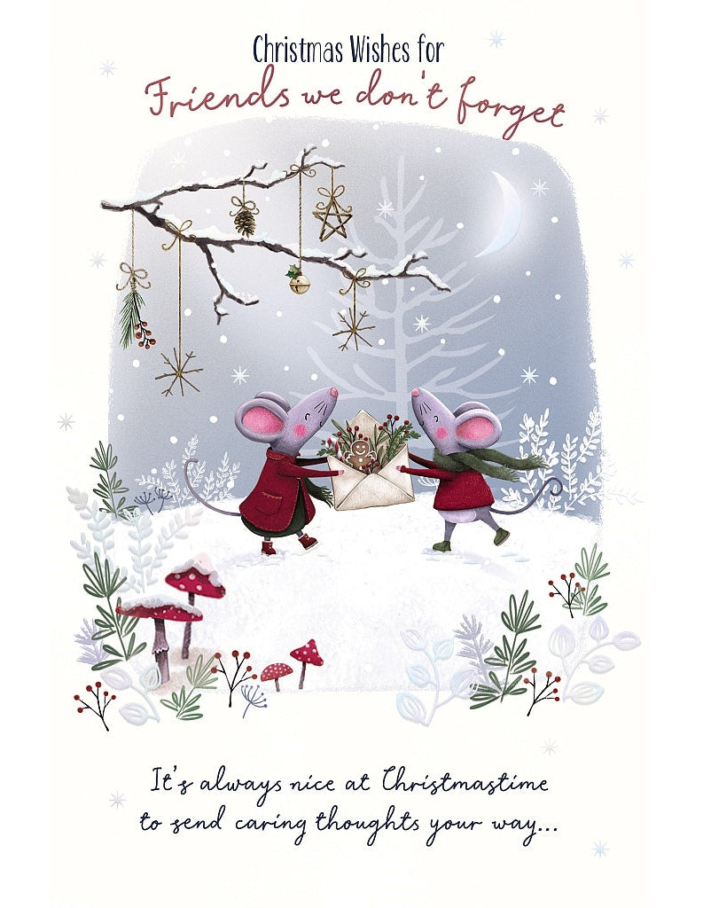 Friends Christmas Card - Mice With Envelope