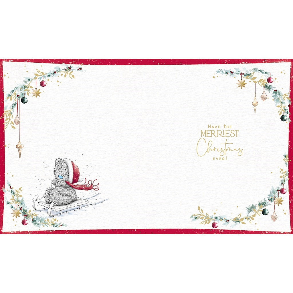 Nephew Christmas Card - Bear With Snowball