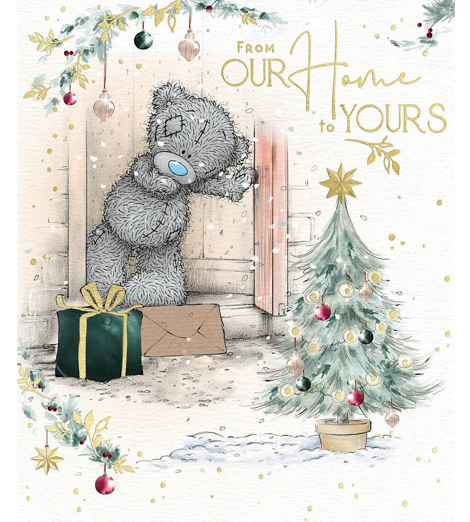 From Our House Christmas Card - Bear Opening Front Door