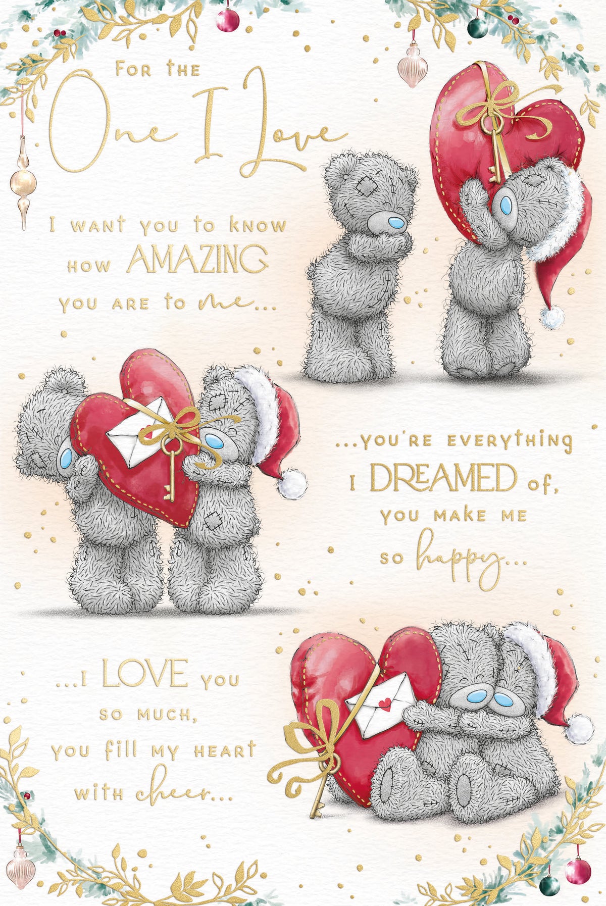 One I Love Christmas Card - Bears With Red Heart And Key