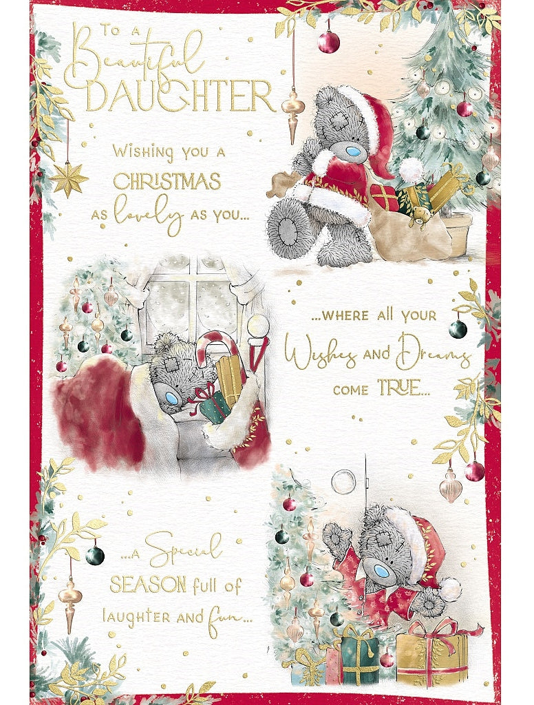 Daughter Christmas Card - Bear With Presents