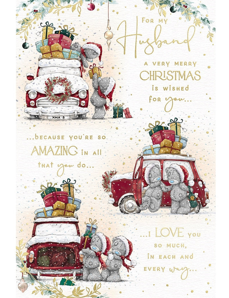 Husband Christmas Card - Bears In Car