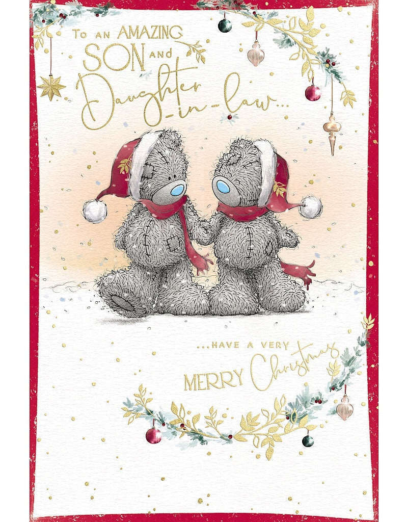 Son and Daughter-In-Law Christmas Card - Bears Holding Hands