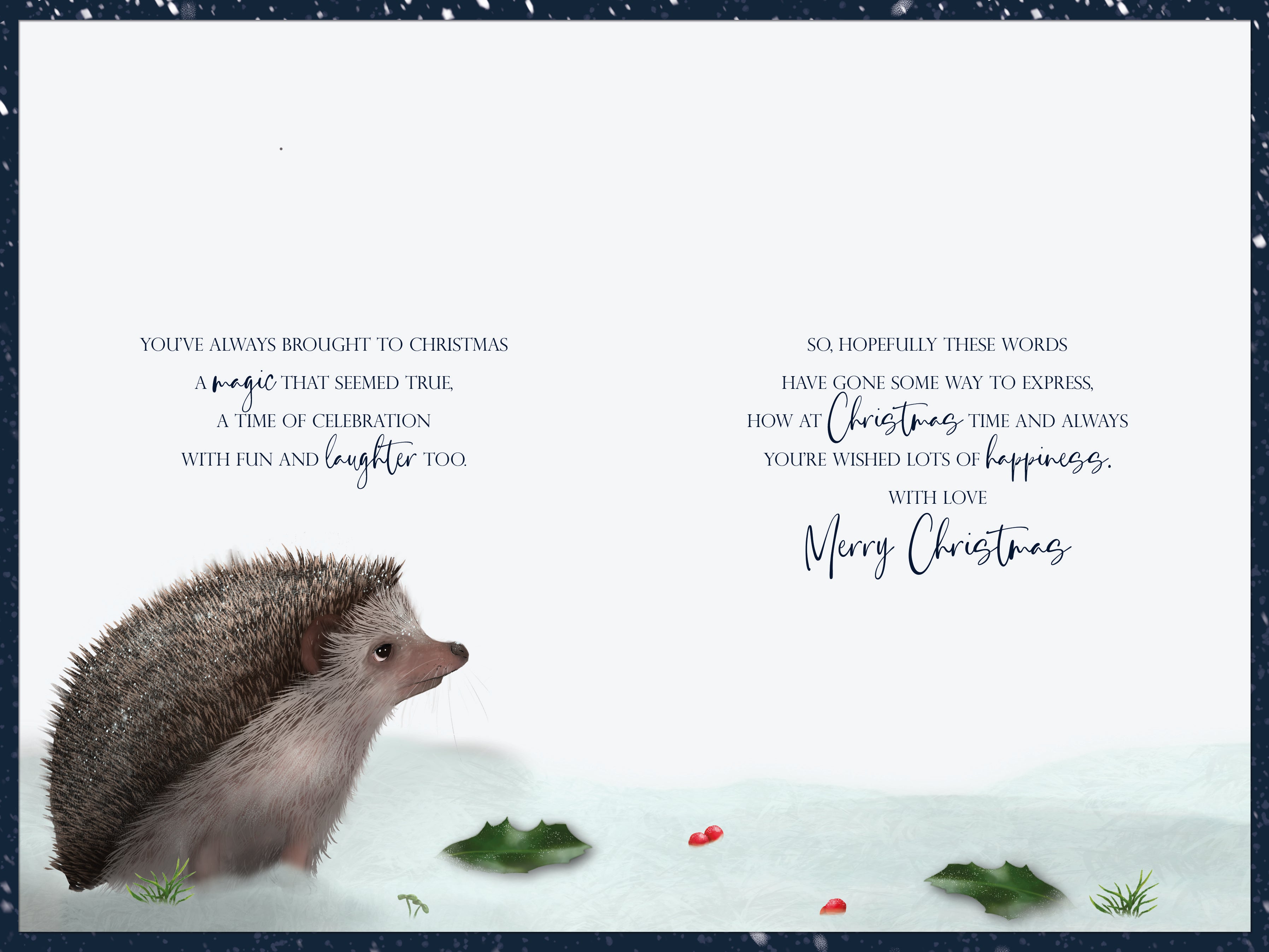 Sister Christmas Card - Hedgehog