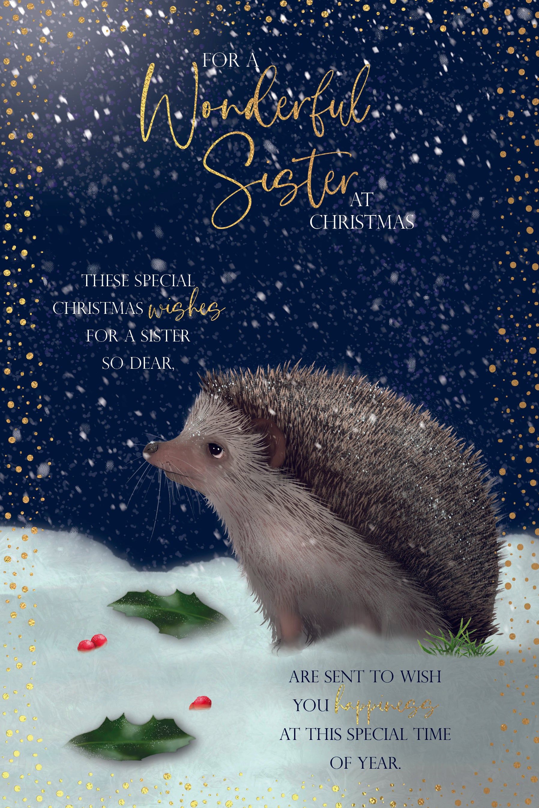 Sister Christmas Card - Hedgehog