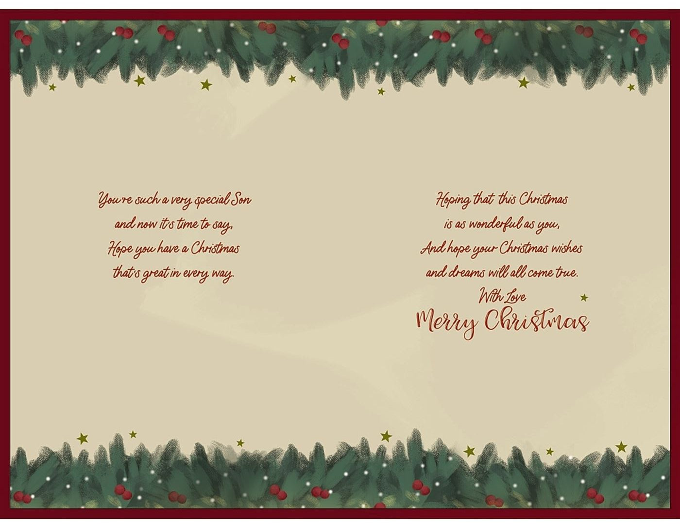 Son Christmas Card Santa Eating Mince Pie